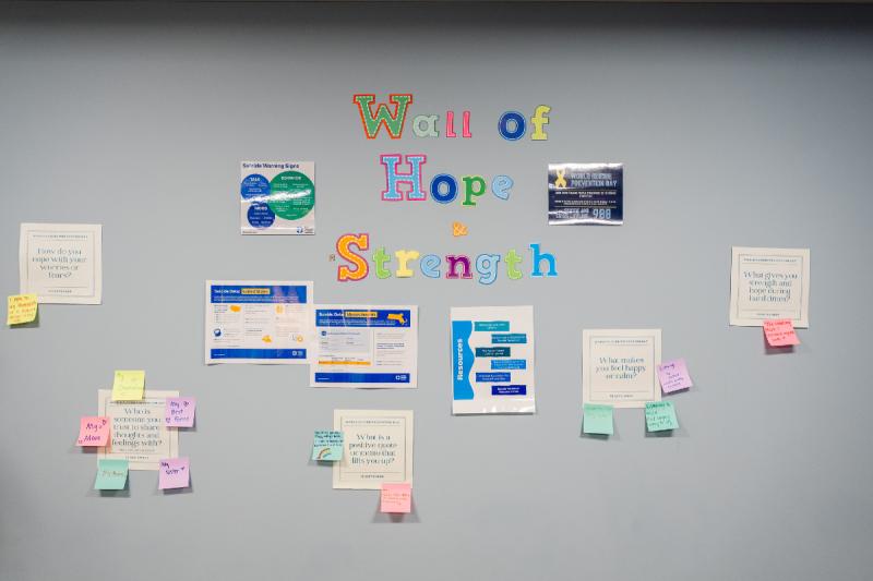 a wall with wall of hope and strength in writing 